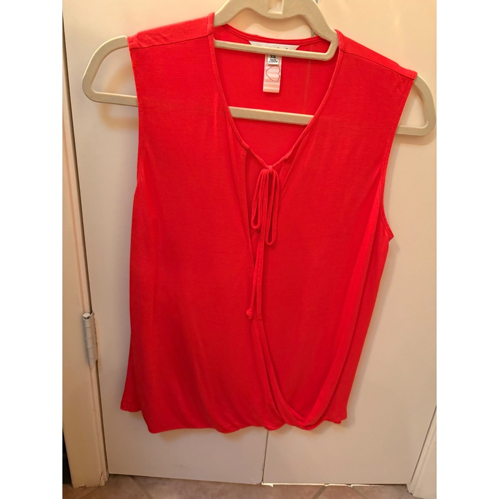 Cabi Coral Sleeveless‎ Wrap Tie Front Tulip Hem Rayon Blouse Top XS Style 765